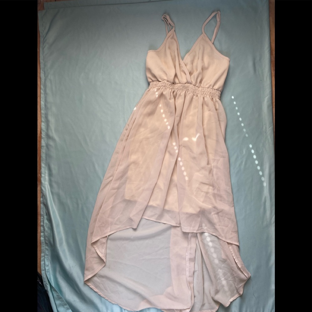 Flowy Beige High Low Dress
